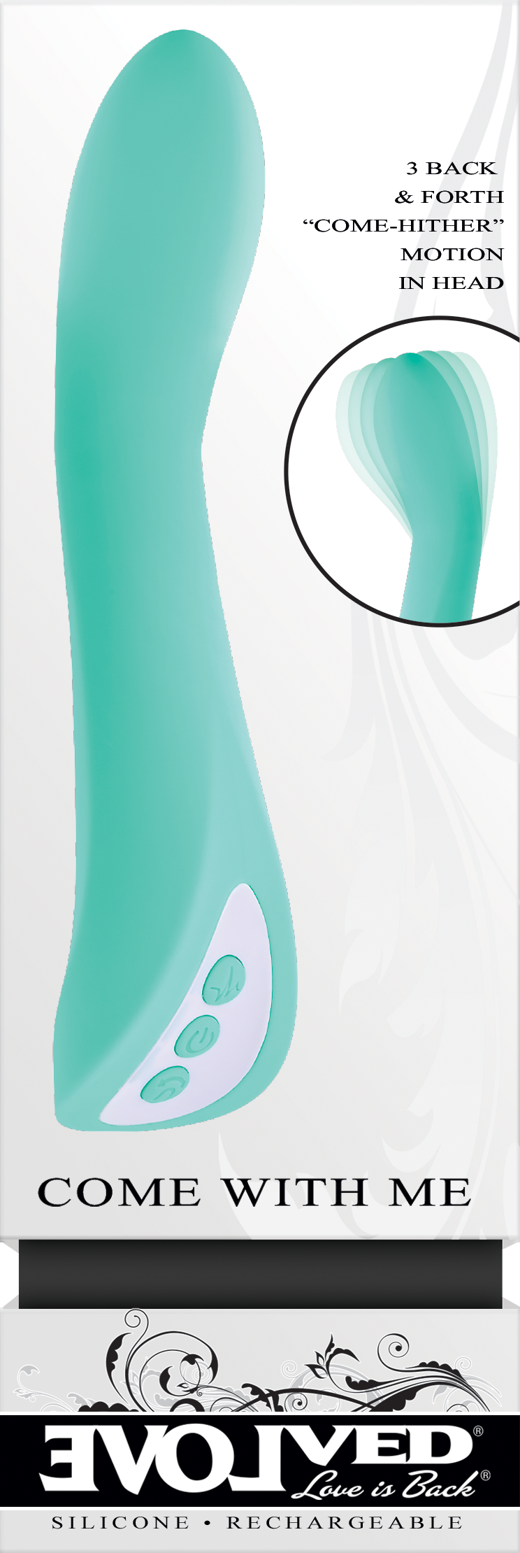 Evolved COME WITH ME Teal 20.3cm USB Rechargeable Vibrator with Flicking Head