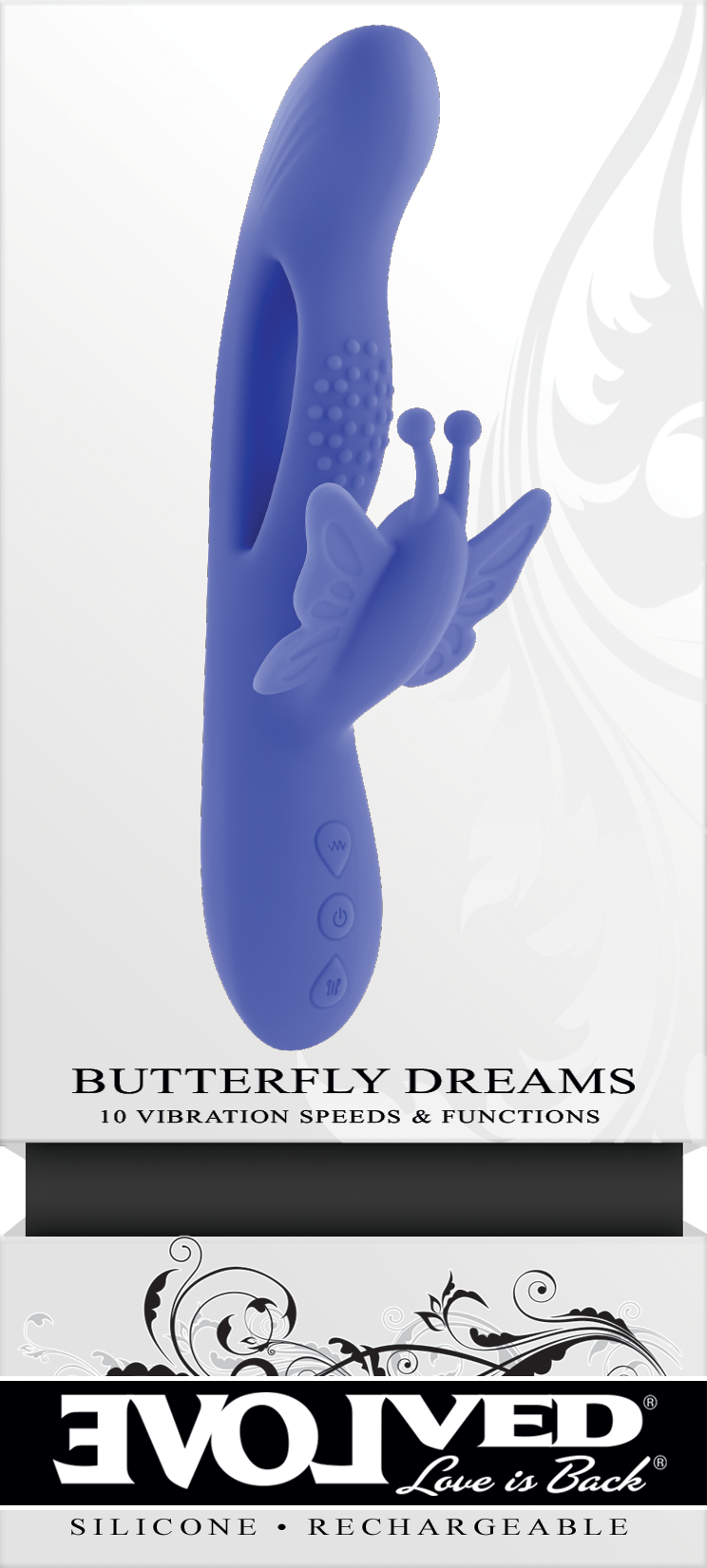 Evolved BUTTERFLY DREAMS Purple 23.8cm USB Rechargeable Butterfly Vibrator