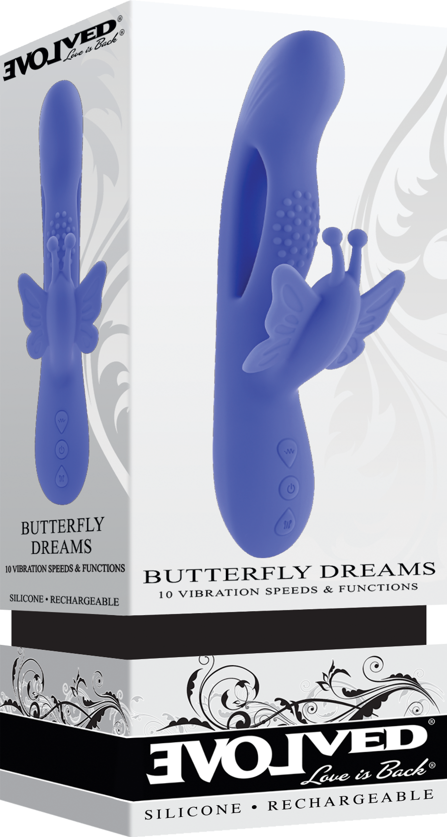 Evolved BUTTERFLY DREAMS Purple 23.8cm USB Rechargeable Butterfly Vibrator