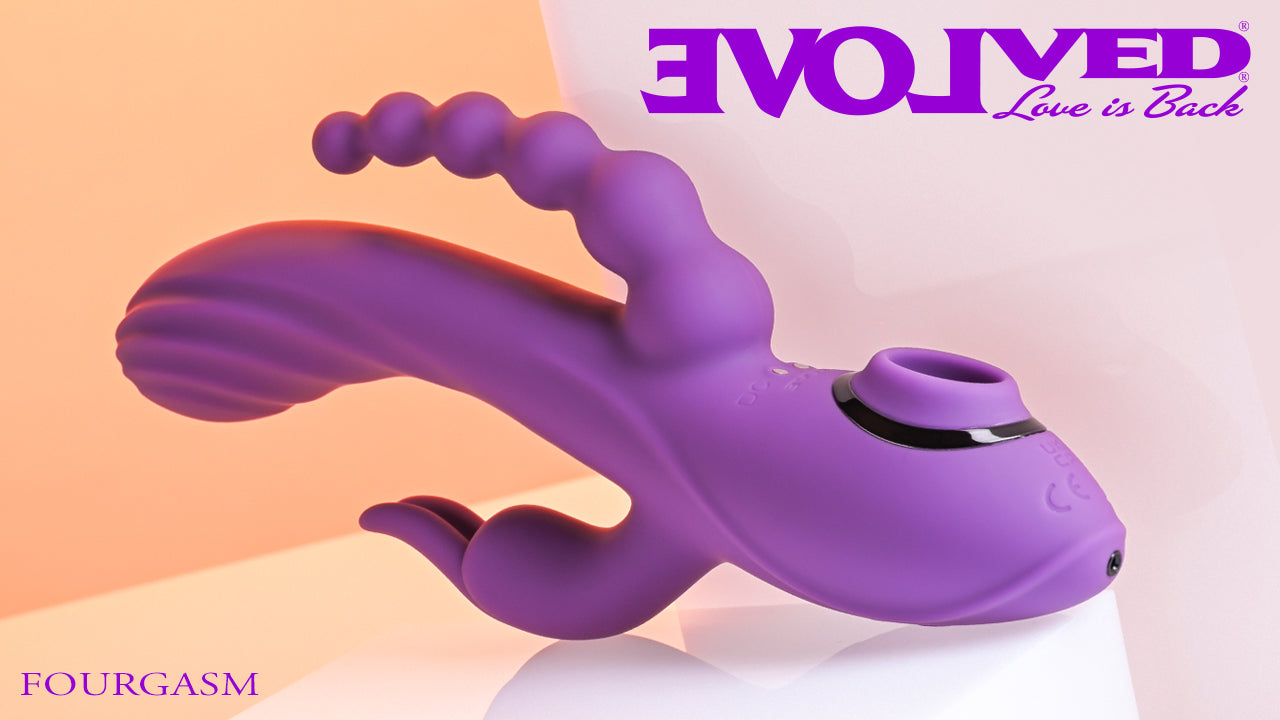 Evolved FOURGASM Purple 21.9cm USB Rechargeable Triple Vibrator with Suction