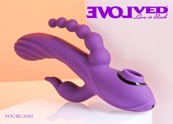 Evolved FOURGASM Purple 21.9cm USB Rechargeable Triple Vibrator with Suction