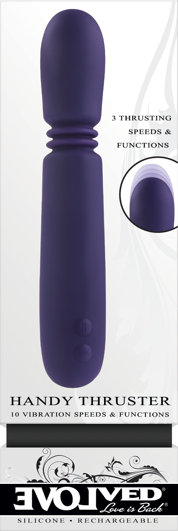 Evolved HANDY THRUSTER Purple 20.3cm USB Rechargeable Thrusting Vibrator