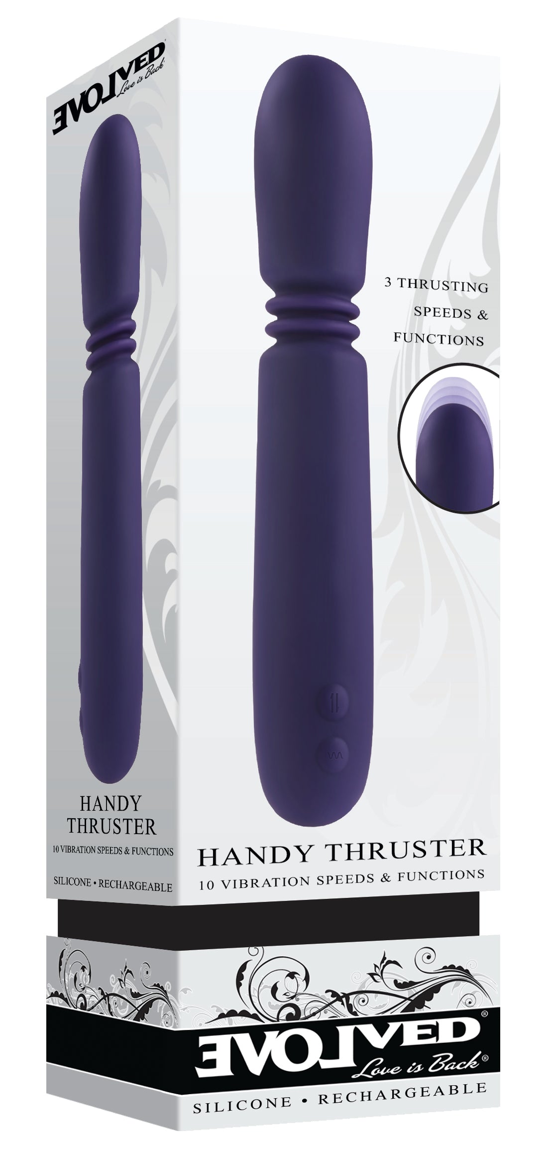 Evolved HANDY THRUSTER Purple 20.3cm USB Rechargeable Thrusting Vibrator