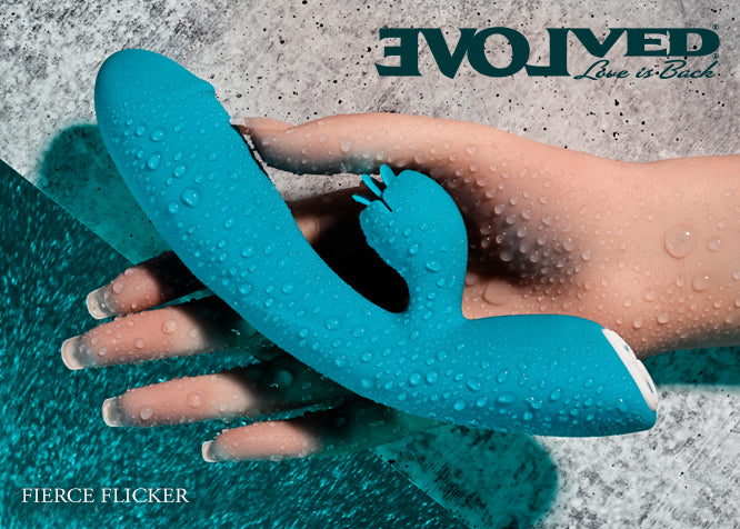 Evolved FIERCE FLICKER Blue 19.5cm USB Rechargeable Rabbit Flicker Vibrator