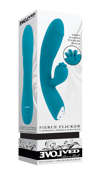 Evolved FIERCE FLICKER Blue 19.5cm USB Rechargeable Rabbit Flicker Vibrator