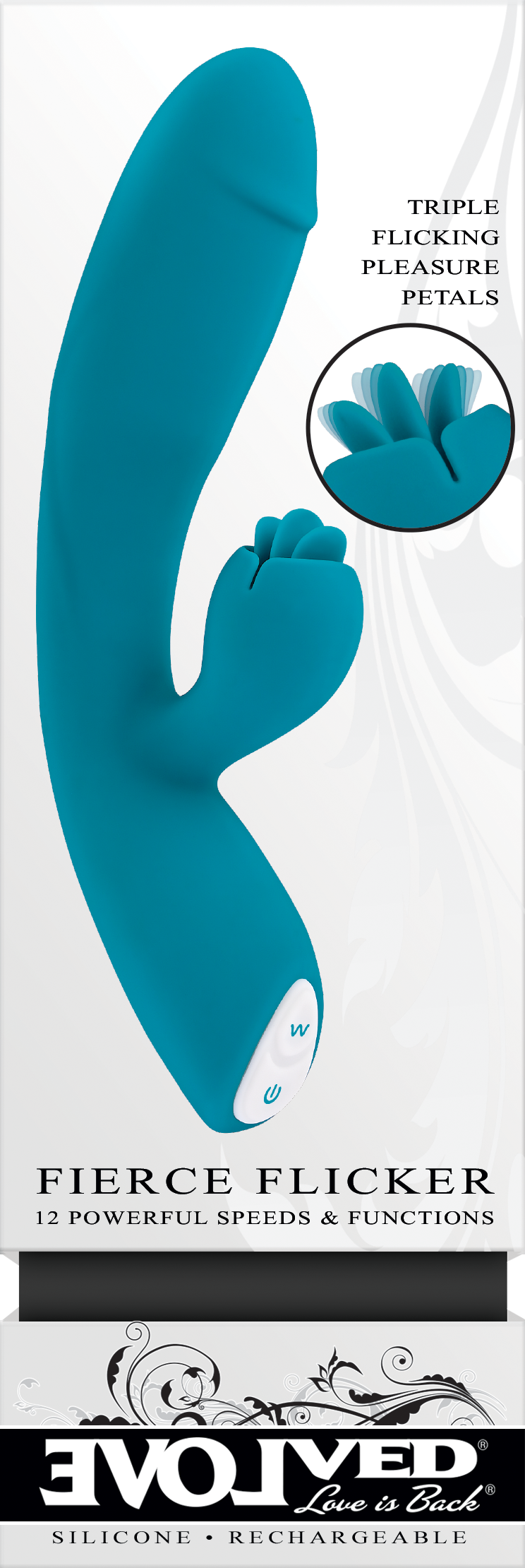 Evolved FIERCE FLICKER Blue 19.5cm USB Rechargeable Rabbit Flicker Vibrator