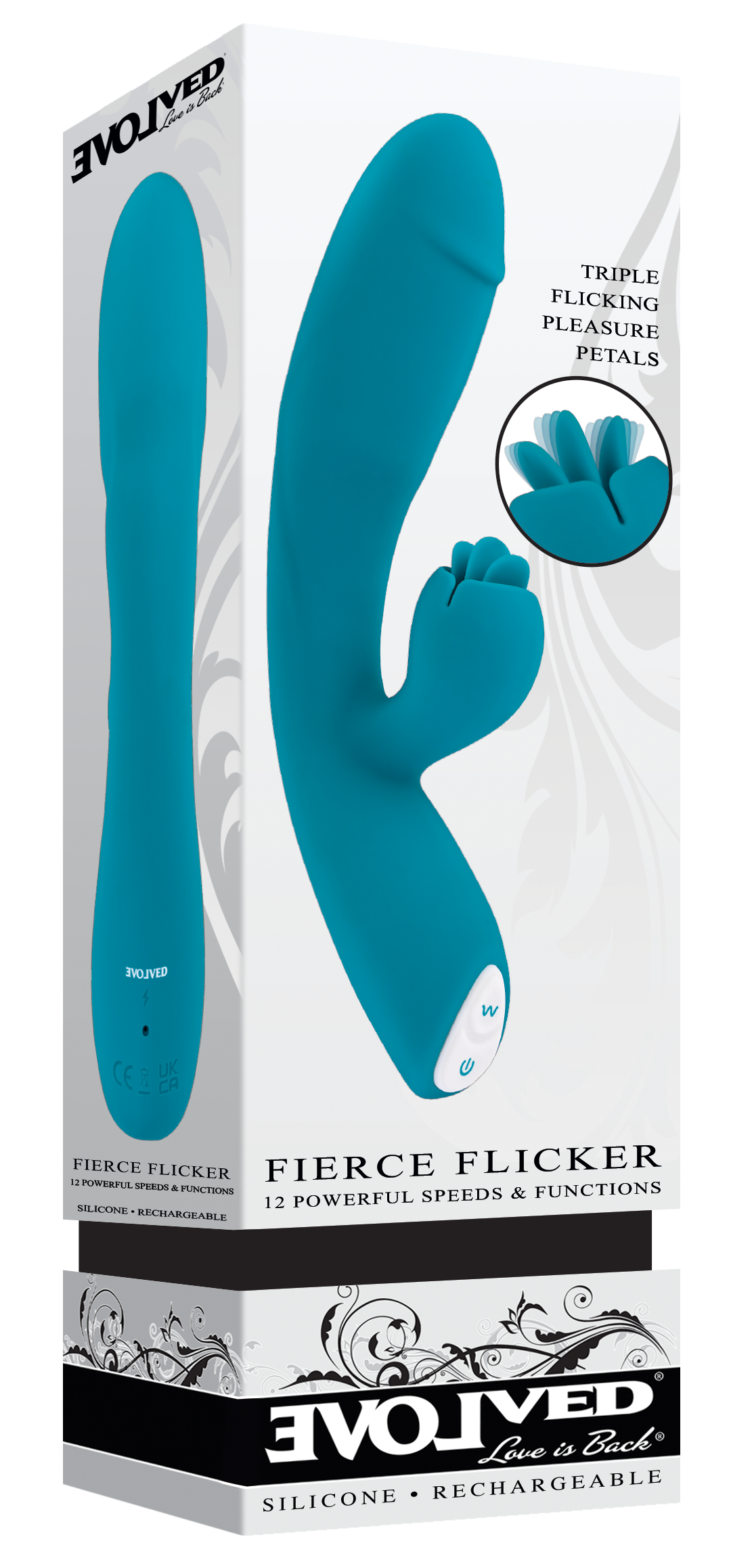 Evolved FIERCE FLICKER Blue 19.5cm USB Rechargeable Rabbit Flicker Vibrator