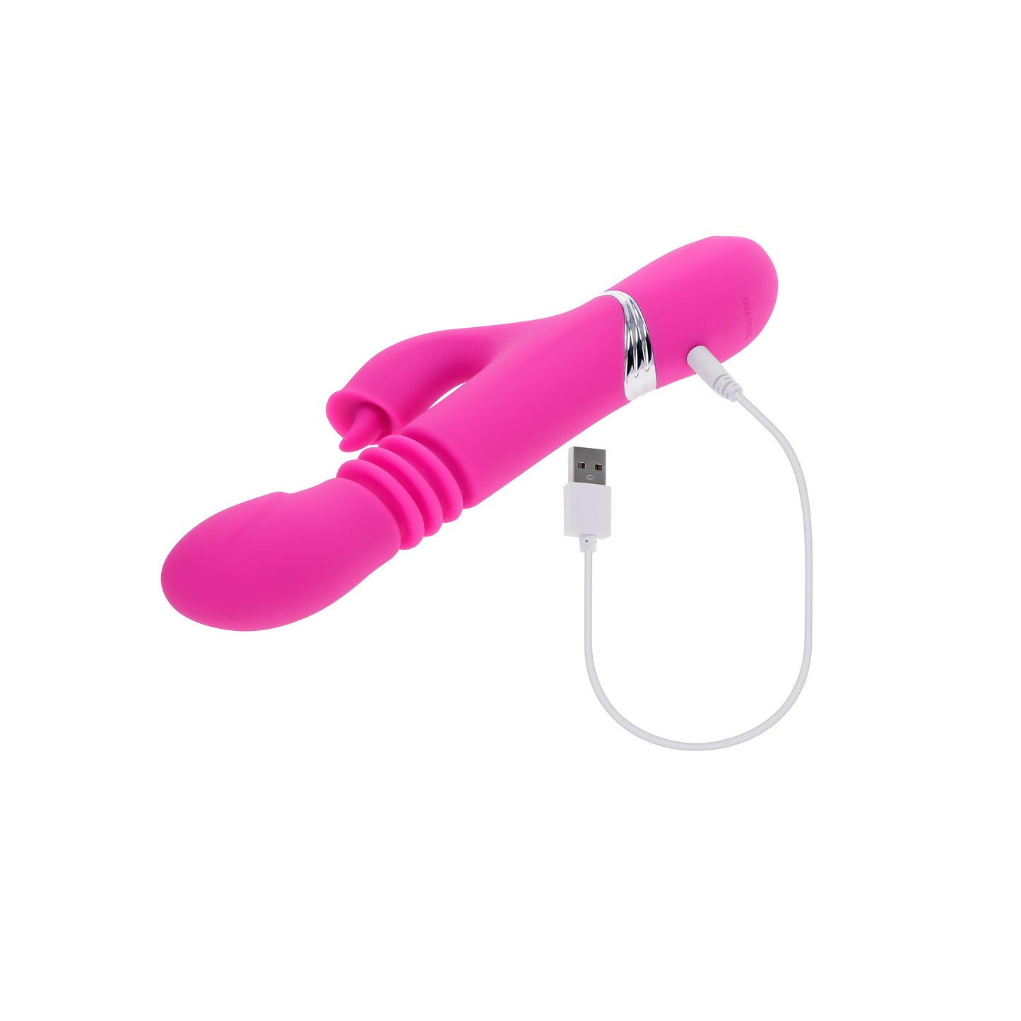 Evolved PINK DRAGON Pink 24.2cm USB Rechargeable Thrusting Rabbit Vibrator