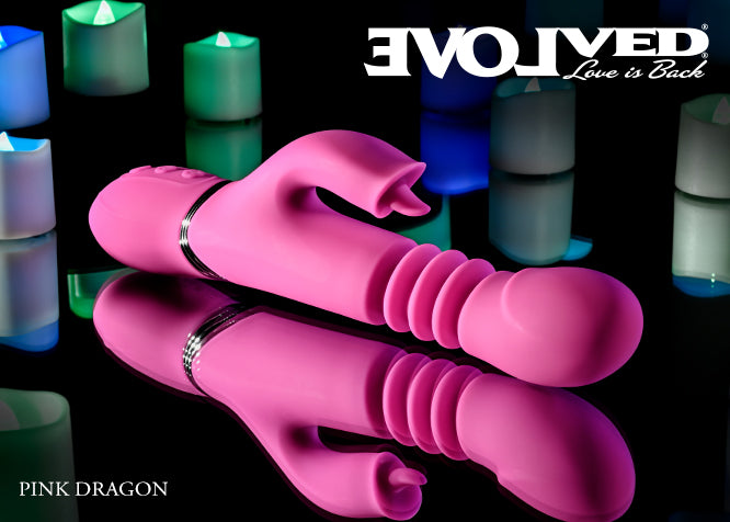 Evolved PINK DRAGON Pink 24.2cm USB Rechargeable Thrusting Rabbit Vibrator