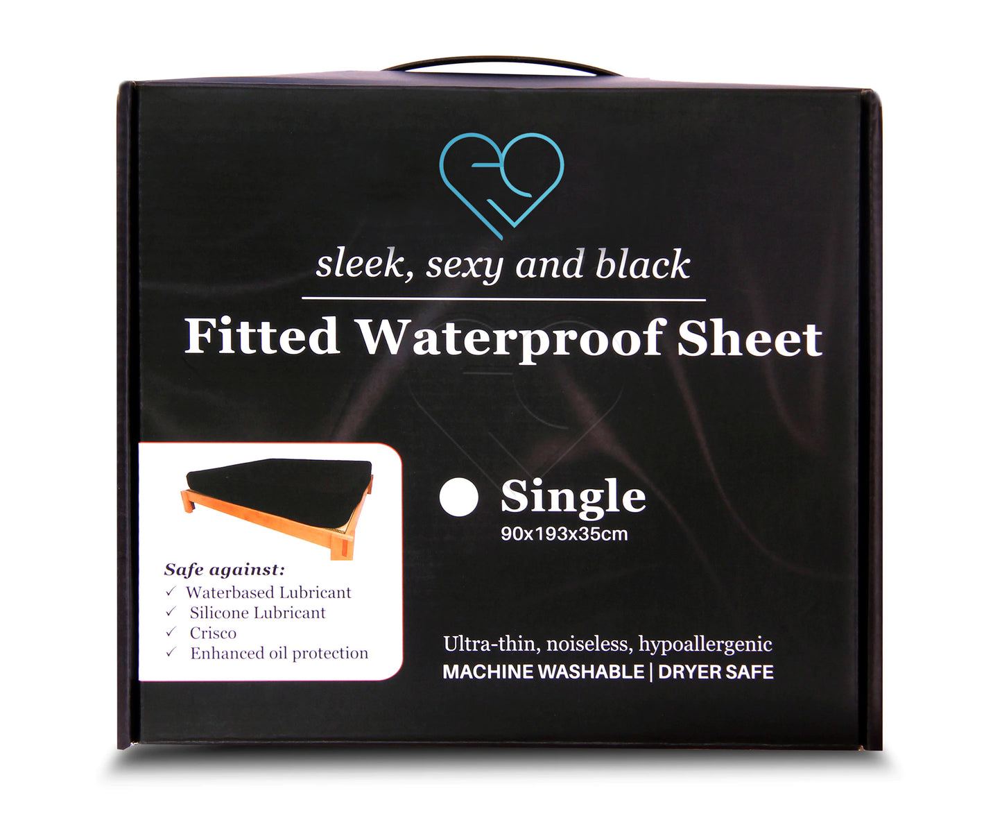 Eroticgel Waterproof Fitted Sheet Black Nuru Massage - Single Size