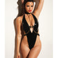 Oh La La Cheri Black Submissive Soft Cup Vinyl Teddy With Gold O-ring And Chain Details S/M or L/XL