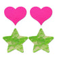 Fantasy Lingerie GLOW Fashion Pasties Set - Neon Green & Solid Pink - 2 Sets Included