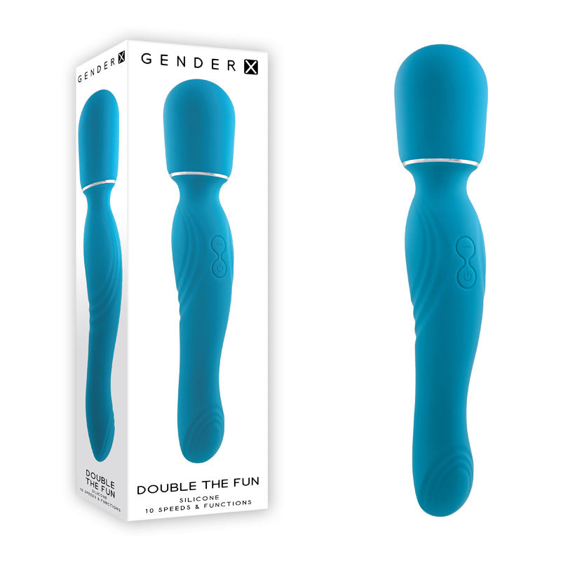 Gender X DOUBLE THE FUN Blue 26.7cm USB Rechargeable Dual Ended Vibrator Wand