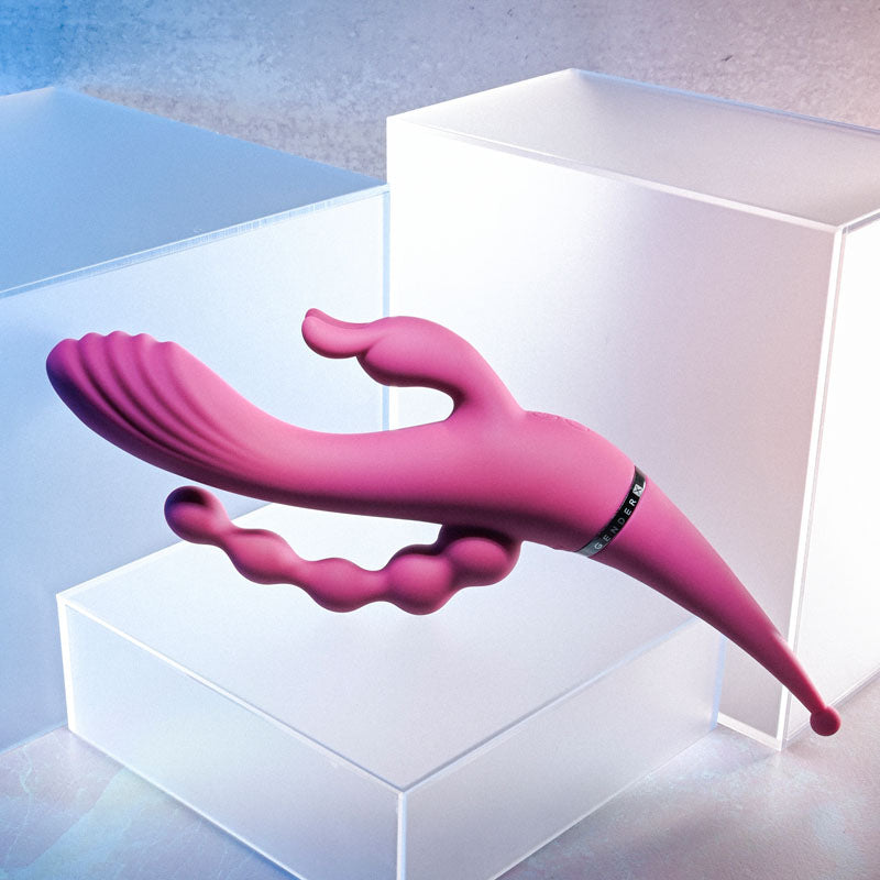 Gender X FOUR BY FOUR Pink 27.5cm USB Rechargeable Multi Quadruple Vibrator