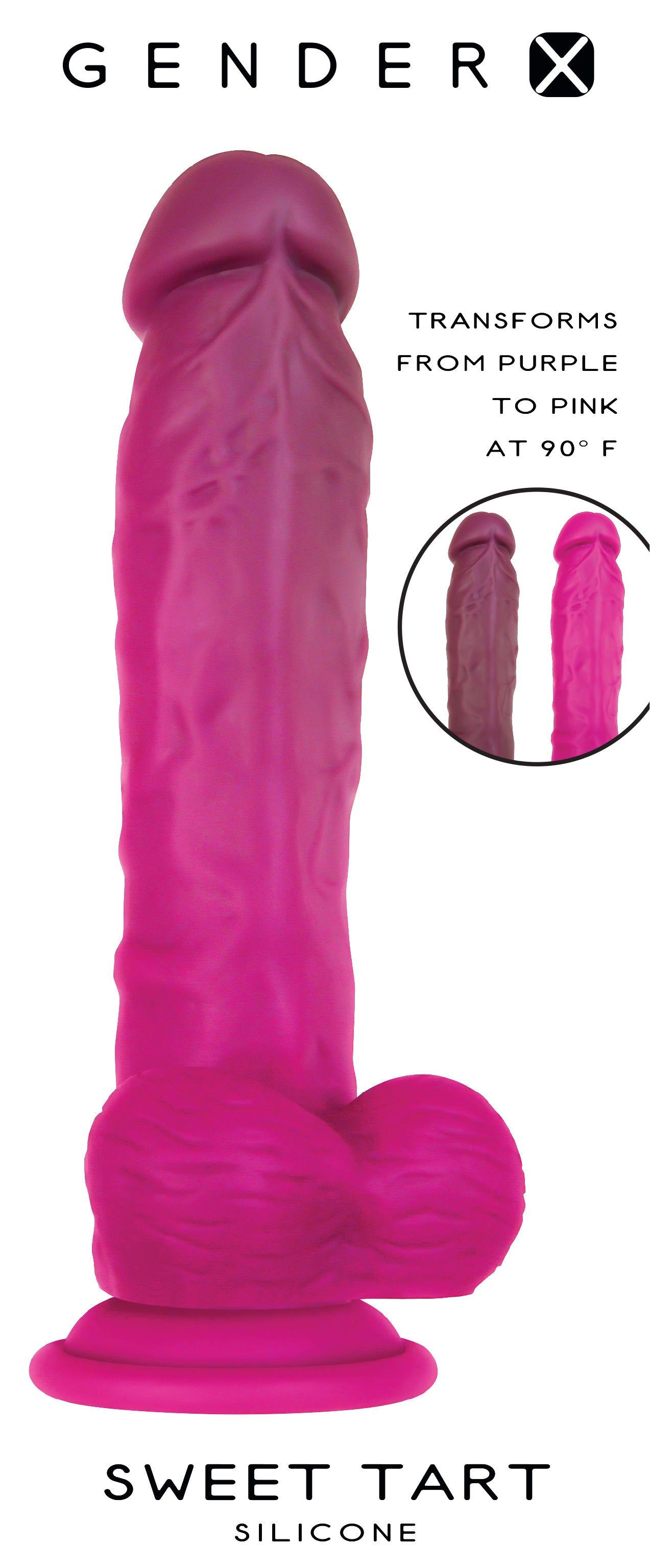 Gender X SWEET TART Purple/Pink 21cm Colour Changing Dong Dildo