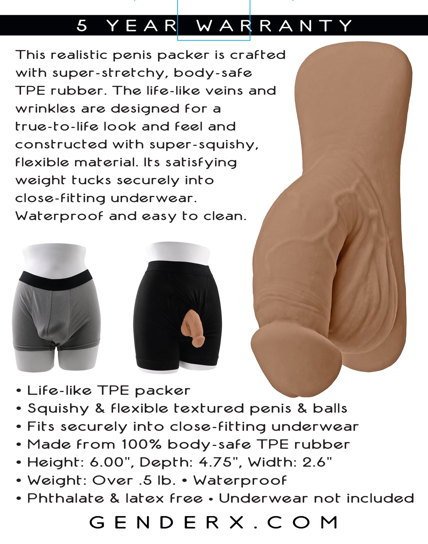 Gender X 4" PACKER - Medium Tan 10cm Packer Dildo Dong