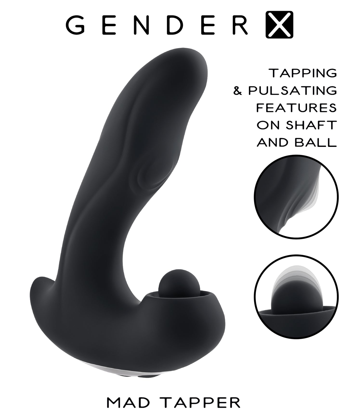 Gender X MAD TAPPER Black USB Rechargeable Double Tapping Vibrating Massager