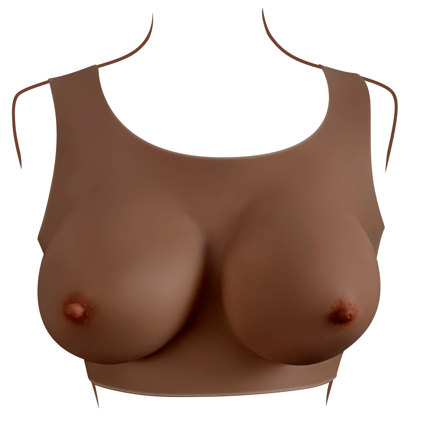 Gender X UNDERGARMENTS - PLATE D-CUP - Dark Brown Wearable Breasts - D-Cup Size