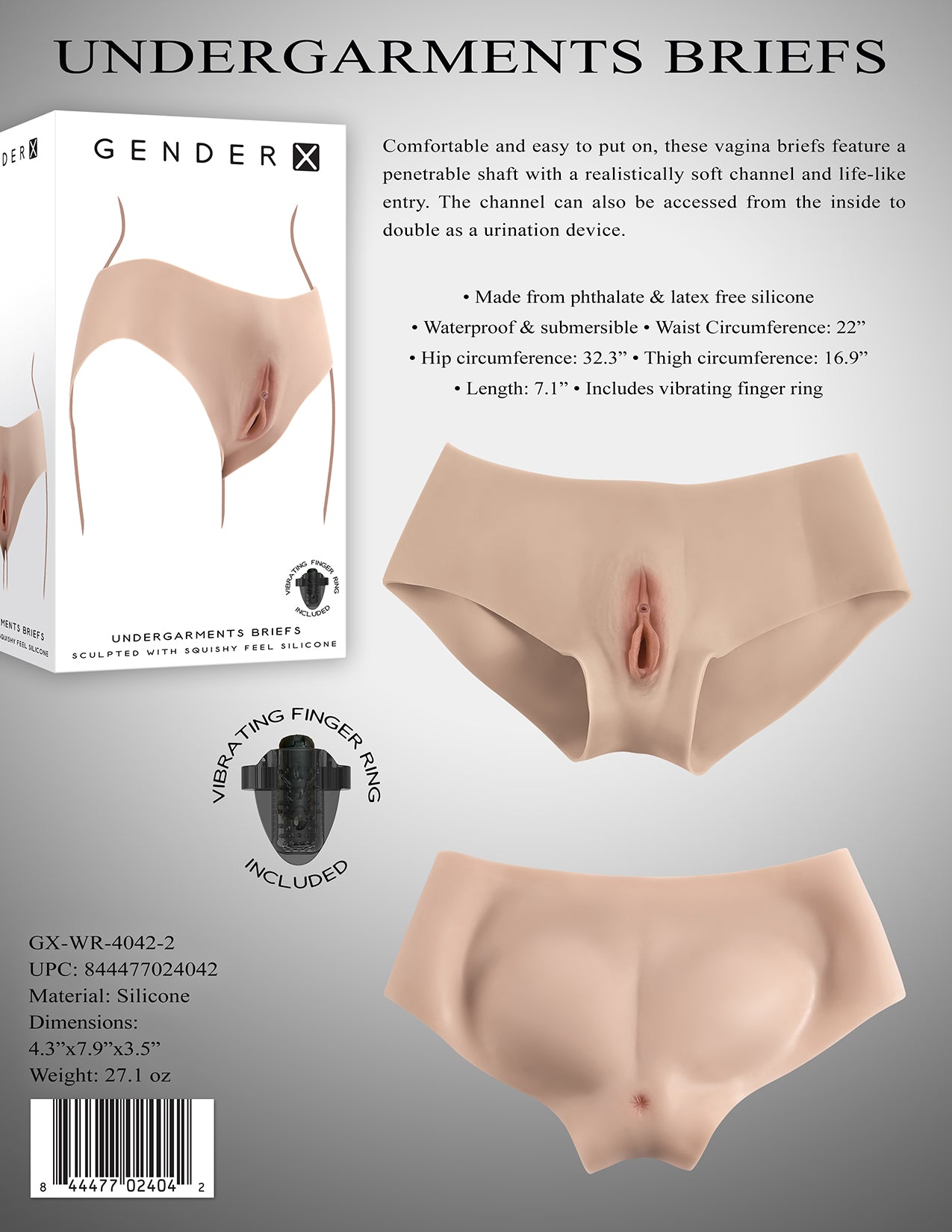 Gender X UNDERGARMENTS - BRIEFS - Dark Brown Wearable Vagina Briefs