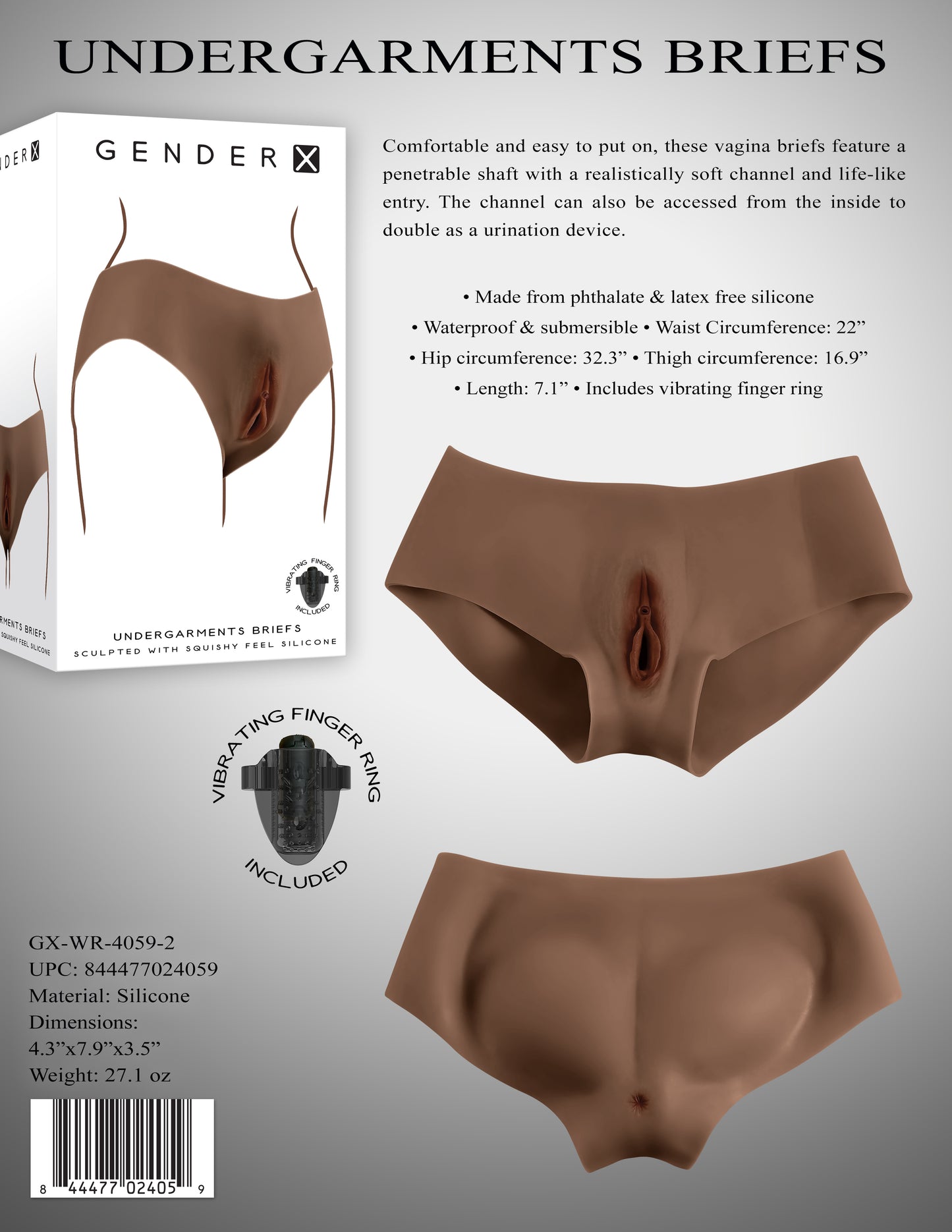 Gender X UNDERGARMENTS - BRIEFS - Dark Brown Wearable Vagina Briefs