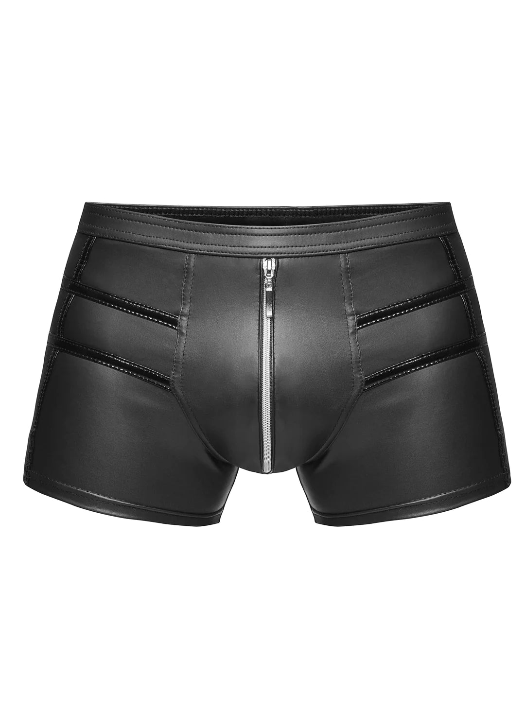 Noir Mens Sexy Shorts with PVC Panel & Hot Detail Size S, M, L or XL