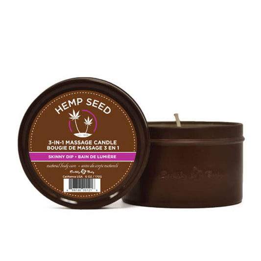 Earthly Body Hemp Seed 3-In-1 Massage Candle - Skinny Dip (Vanilla & Fairy Floss)- 170g