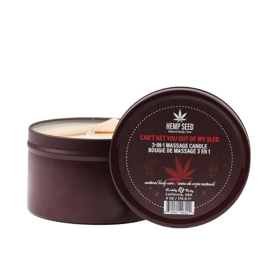 Earthly Body Hemp Seed 3-In-1 Massage Candle - Can't Get You Out Of My Sled - Sparkling Aquatic, Juicy Pomegranate & Sheer Musk 170g