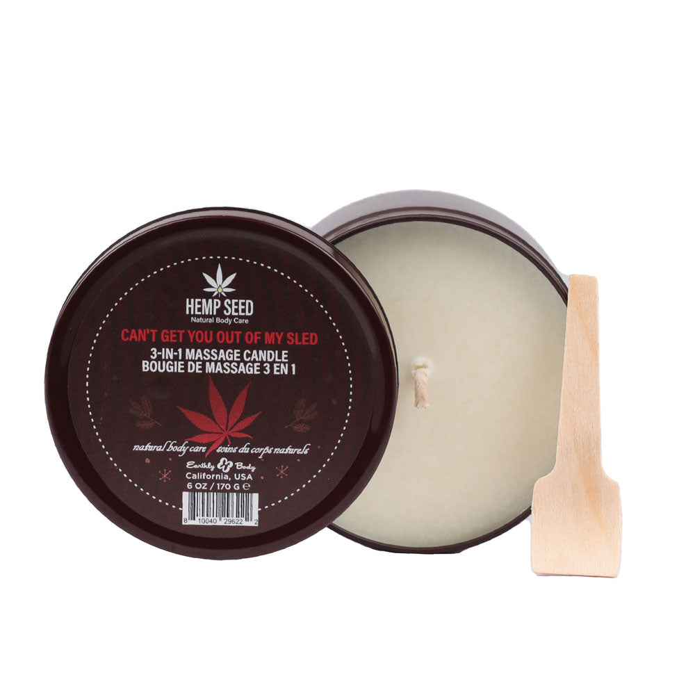 Earthly Body Hemp Seed 3-In-1 Massage Candle - Can't Get You Out Of My Sled - Sparkling Aquatic, Juicy Pomegranate & Sheer Musk 170g