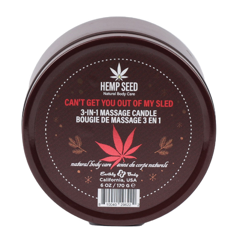 Earthly Body Hemp Seed 3-In-1 Massage Candle - Can't Get You Out Of My Sled - Sparkling Aquatic, Juicy Pomegranate & Sheer Musk 170g