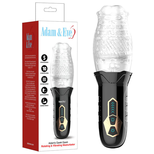 Adam & Eve Adam's Spinning Gawk Gawk - Clear USB Rechargeable Rotating Masturbator