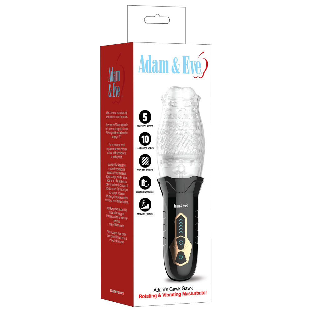 Adam & Eve Adam's Spinning Gawk Gawk - Clear USB Rechargeable Rotating Masturbator