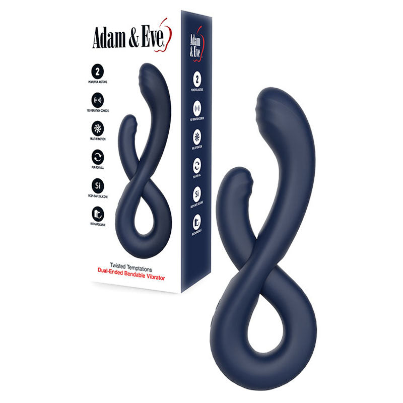 Adam & Eve TWISTED TEMPTATIONS Bendable Vibe - Navy Blue 22.4cm Bendable Dual Vibrator