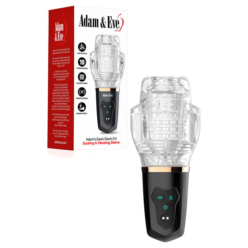 Adam & Eve Adam's Gawk Gawk 2.0 - Clear USB Rechargeable Rotating & Vibrating Masturbator