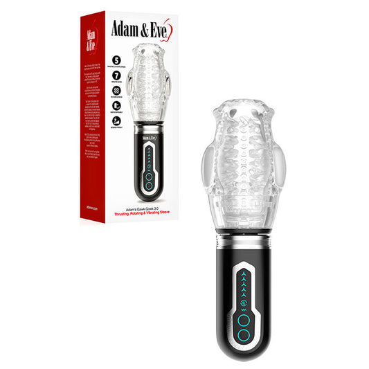 Adam & Eve Adam's Gawk Gawk 3.0 - Clear USB Rechargeable Thrusting, Rotating & Vibrating Masturbator