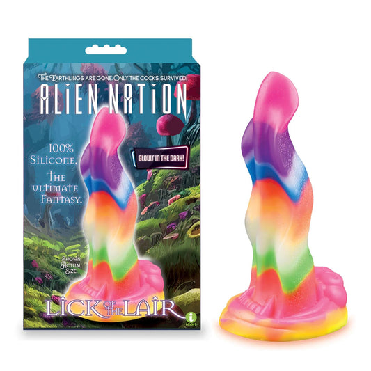 Icon Brands | Alien Nation - Lick Of The Lair Glow in Dark Rainbow 17.8cm Dong Dildo