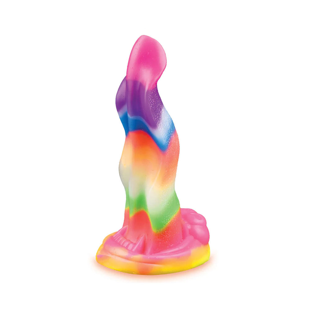 Icon Brands | Alien Nation - Lick Of The Lair Glow in Dark Rainbow 17.8cm Dong Dildo