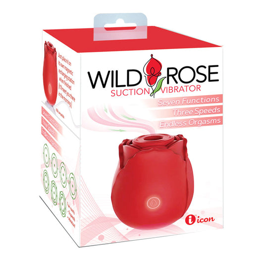 Icon Brands | Wild Rose Suction Vibrator Red USB Rechargeable Air Pulse Stimulator