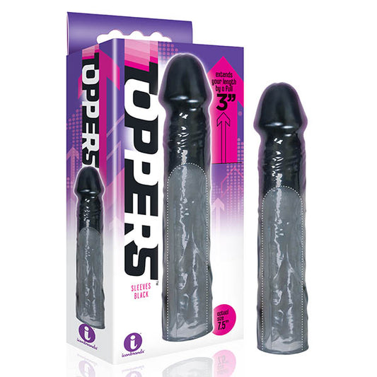 Icon Brands | The 9's Toppers - Black 7.6cm (3") Penis Extension Sleeve