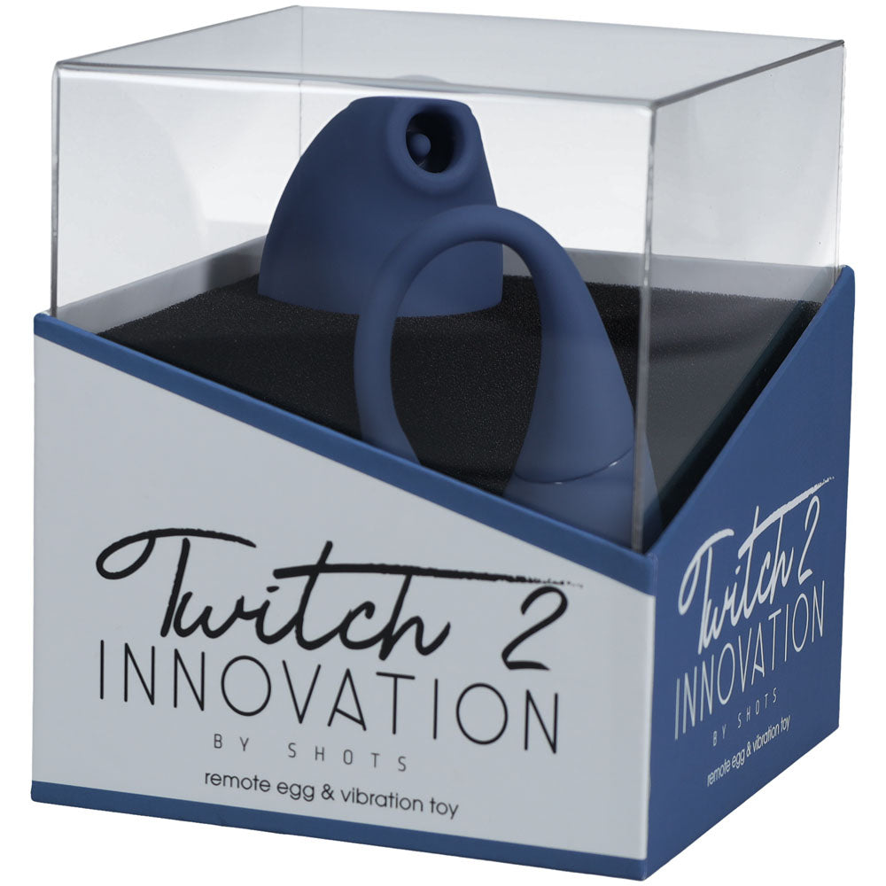 Shots Toys | Twitch 2 - Blue USB Rechargeable Suction Vibrator with Remote Vibrating Egg