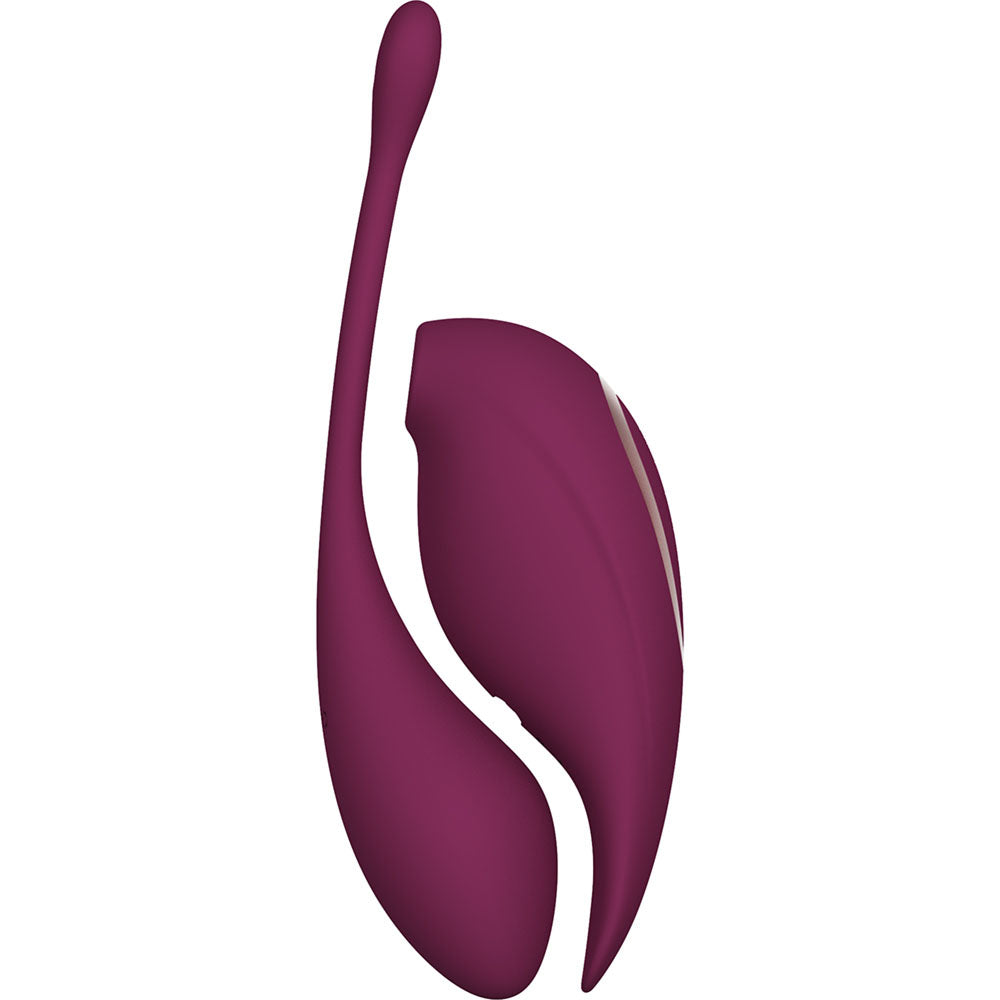 Shots Toys | Twitch 2 - Burgundy USB Rechargeable Suction Vibrator with Remote Vibrating Egg