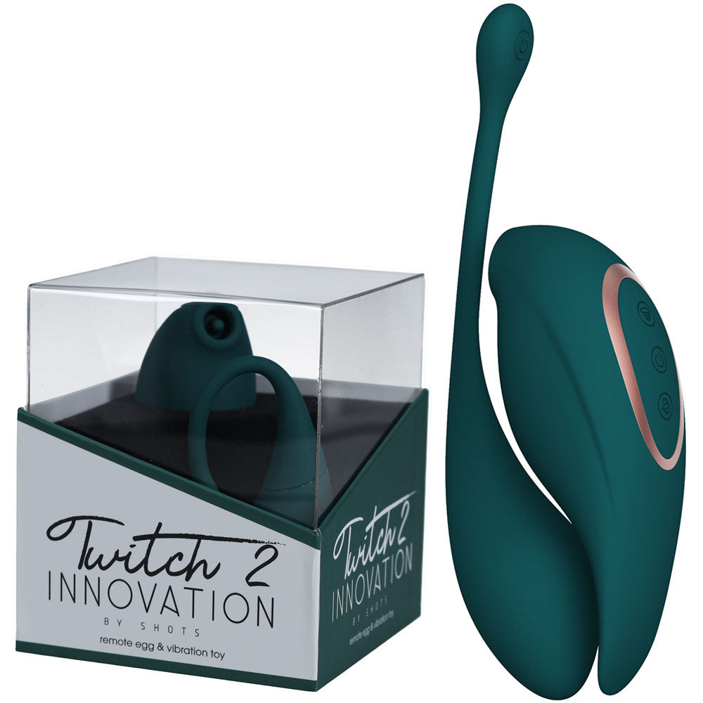 Shots Toys | Twitch 2 - Green USB Rechargeable Suction Vibrator with Remote Vibrating Egg