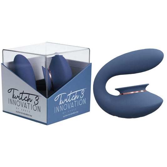 Shots Toys | Twitch 3 - Blue/Grey USB Rechargeable Suction Vibrator