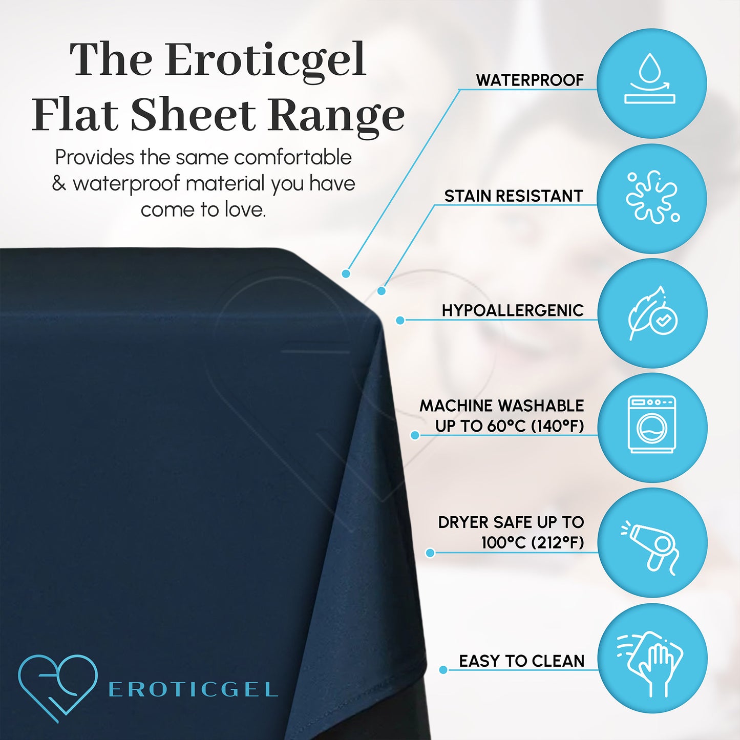 Eroticgel Waterproof Drop Sheet Black – 1.5m x 1.5m / 150cm x 150cm