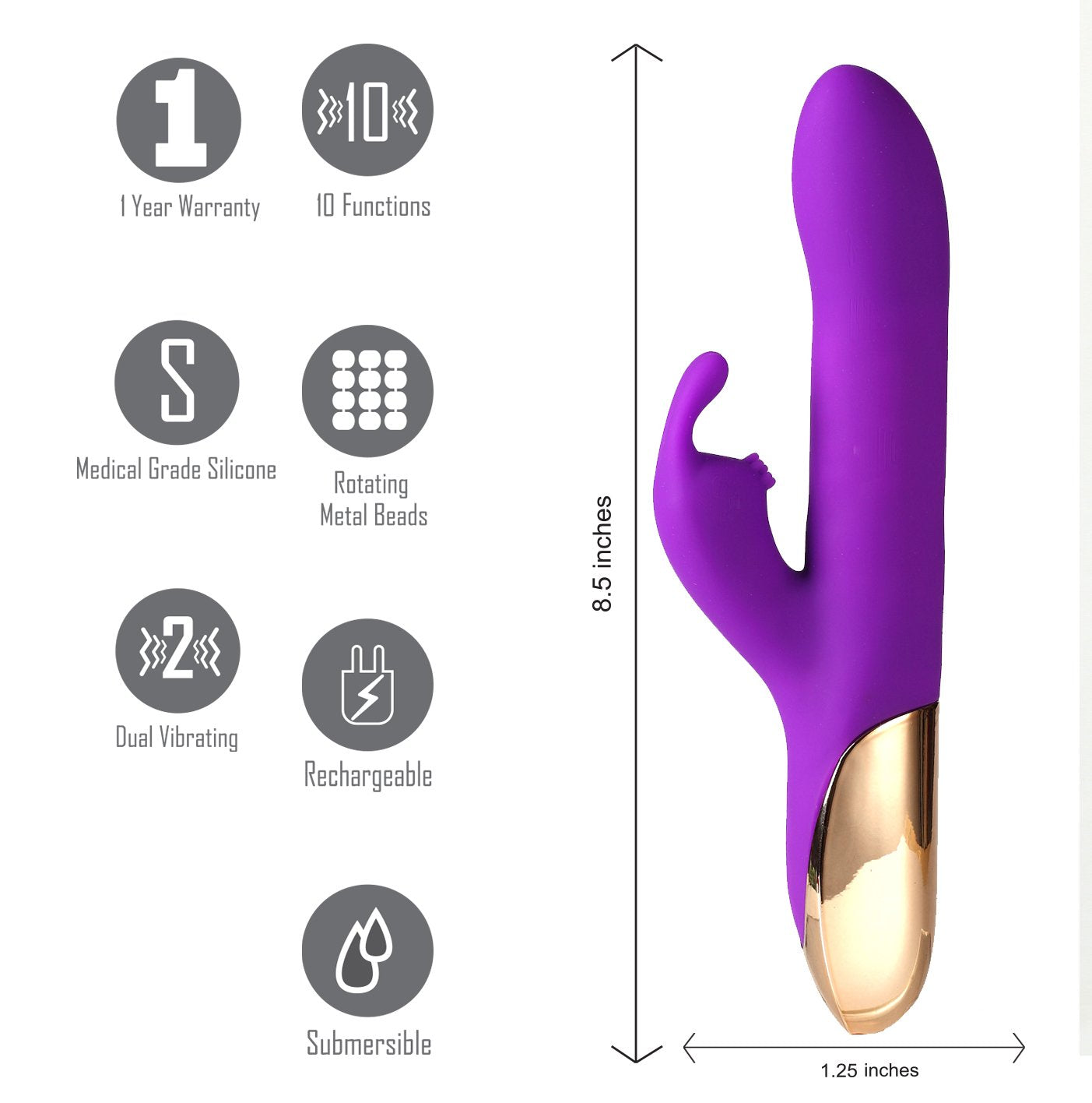 Maia Toys | Maia Karlin Purple 21.6cm USB Rechargeable Rabbit Vibrator