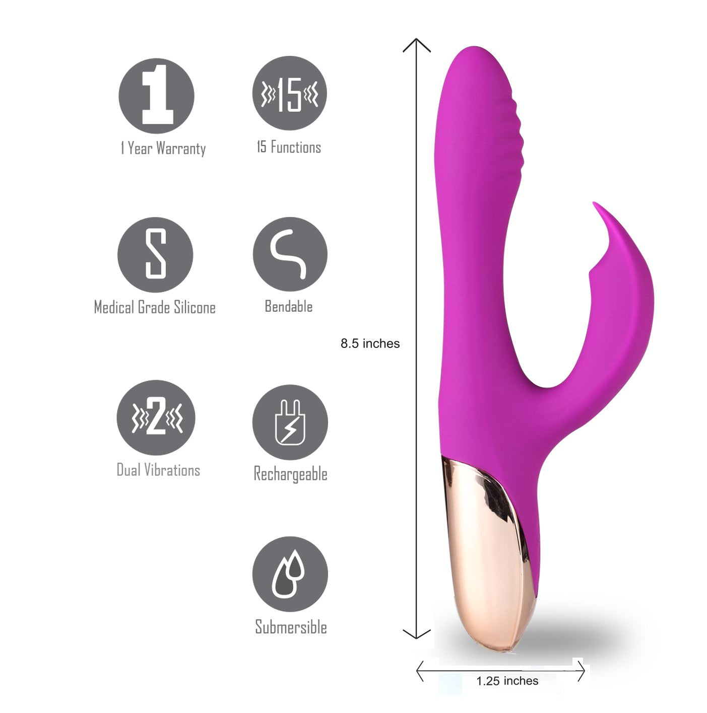 Maia Toys | Maia Skyler Purple 21.6cm USB Rechargeable Bendable Rabbit Vibrator