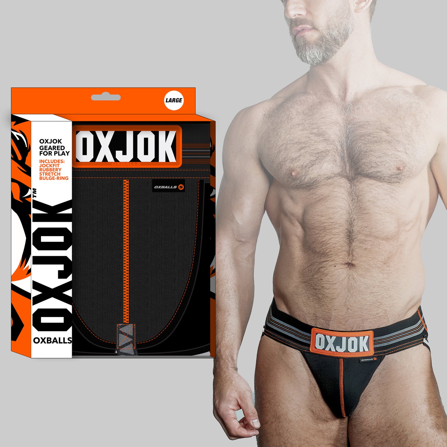 OxBalls SLINGJOCK upthrust slider-strap jock BLACK IRON LARGE