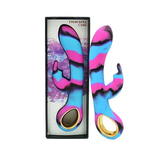 AAPD | Colourful Camo Dini Heating Rabbit Vibrator Blue