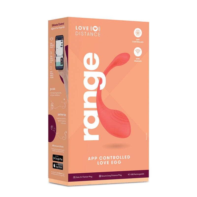 Love Distance RANGE Coral Rechargeable Love Egg Vibrator with App Control