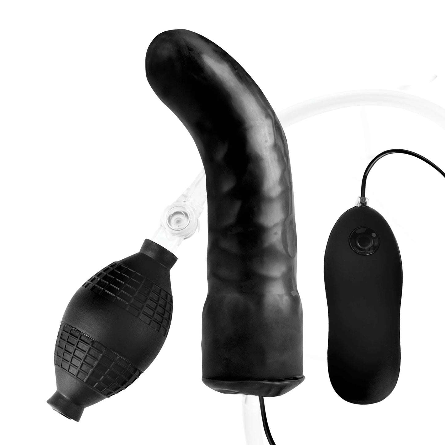 Lux Fetish 6" Inflatable Vibrating Curved Dildo with Remote