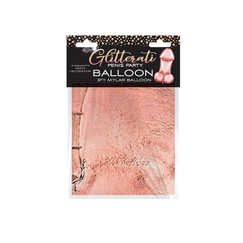 Little Genie | Glitterati - Penis Party Balloon Mylar Rose Gold 90cm